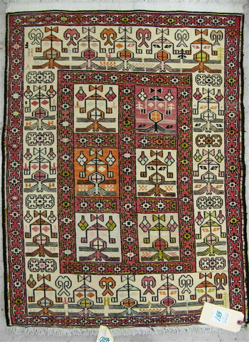 Appraisal: PERSIAN SILK WOOL SOUMAK FLATWEAVE MAT Republic of Azerbaijan overall