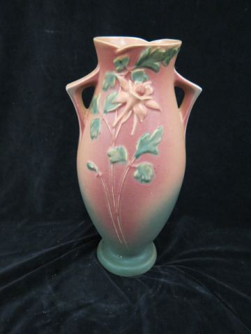 Appraisal: Roseville Pottery Columbine Floor Vase pink - 's excellent