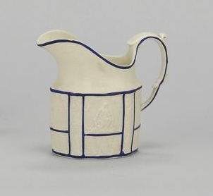 Appraisal: ENGLISH CASTLEFORD STONEWARE CREAMER Circa White ground with raised classical