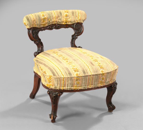 Appraisal: Victorian Mahogany Bustle Chair mid- th century in the rococo