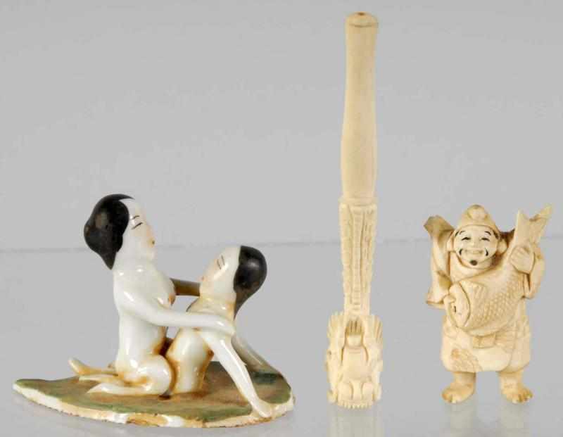 Appraisal: Lot of Netsuke Figures Description Lot includes a signed Netsuke