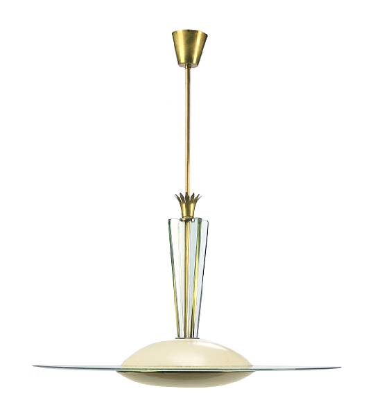 Appraisal: A Gio Ponti crystal brass and enameled aluminum chandelier for