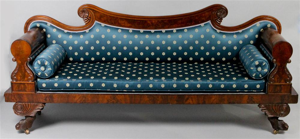 Appraisal: AMERICAN CLASSICAL CARVED MAHOGANY SETTEE ATTRIBUTED TO NAHUM PARKER MIDDLEBURY