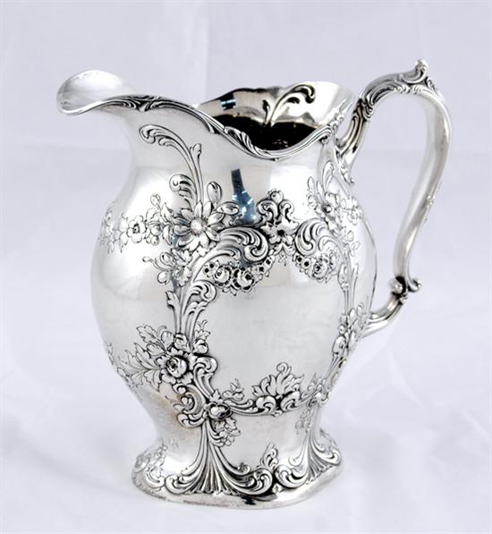 Appraisal: Gorham sterling beverage pitcher early th century bulbous balustrade form