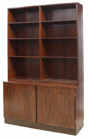 Appraisal: Danish mid-century modern rosewood bookshelf design No manufactured by Omann