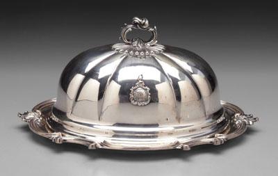 Appraisal: English silver tray entr eacute e cover oval tray with