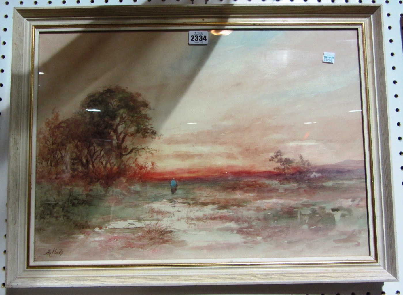 Appraisal: Henry Woods th century three sunset landscapes watercolour together with