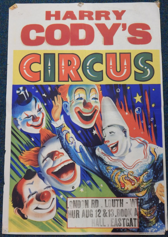 Appraisal: A Harry Cody's Circus poster for London Road Louth depicting