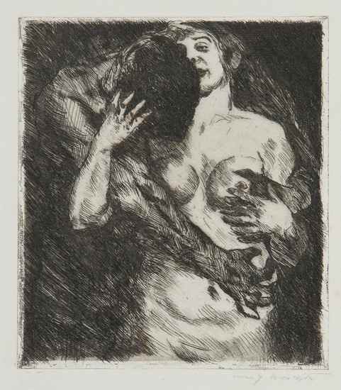 Appraisal: Lovis Corinth - The Embrace etching on thick wove paper