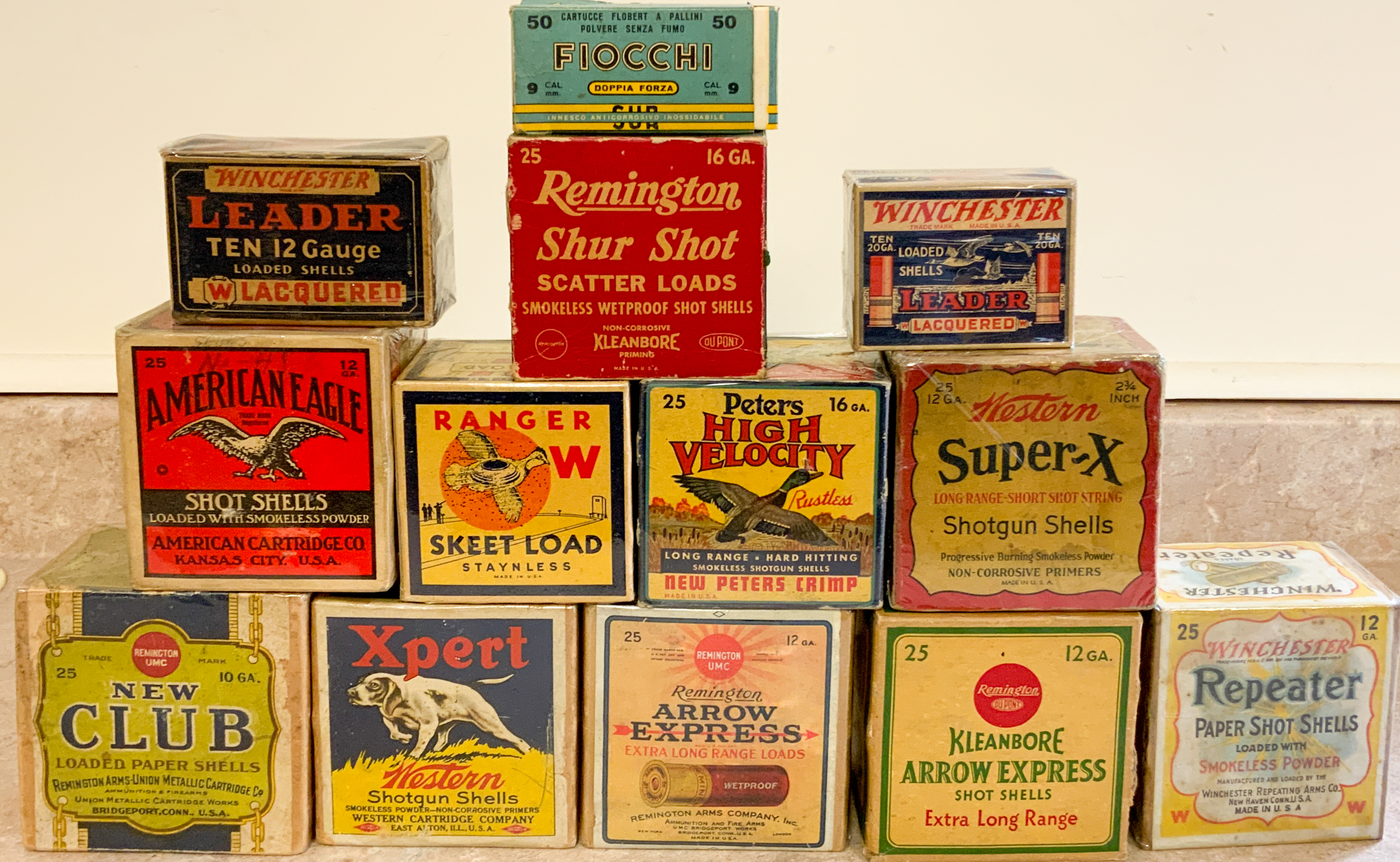 Appraisal: SHOTGUN SHELL BOXES Approximately boxes full Remington Peters Western Winchester