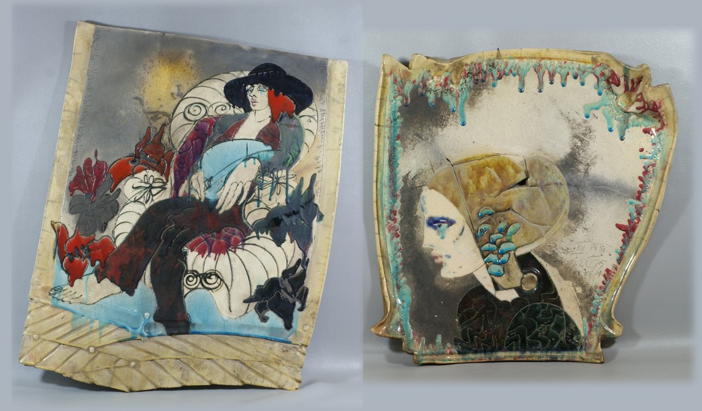 Appraisal: works Kemenyffy Susan and Steven American Hungarian Raku pottery wall