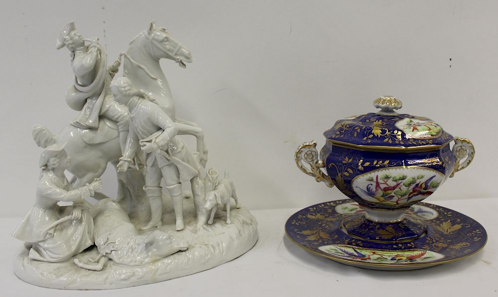 Appraisal: SEVRES Porcelain Urn On Underplate Together With A Dresden Porcelain