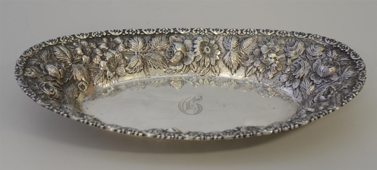 Appraisal: Schofield Baltimore oval repousse sterling silver bread tray center of