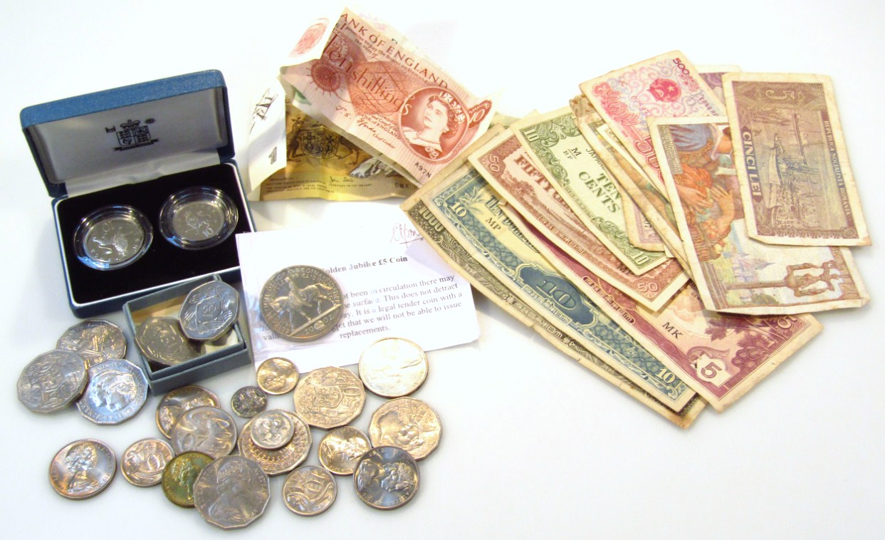 Appraisal: Various coins and bank notes Australian one dollar DNX ten