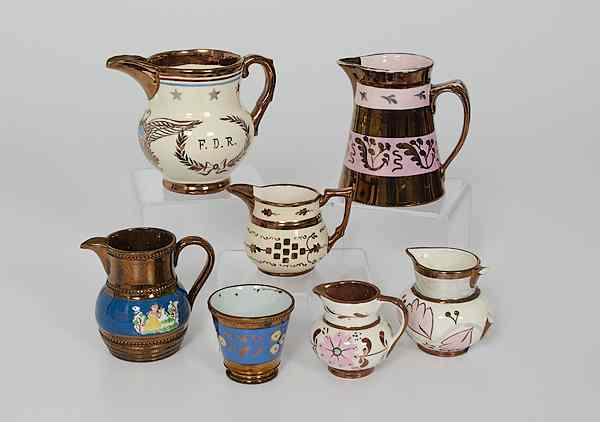 Appraisal: Group of English Lusterware Pitchers England A group of seven