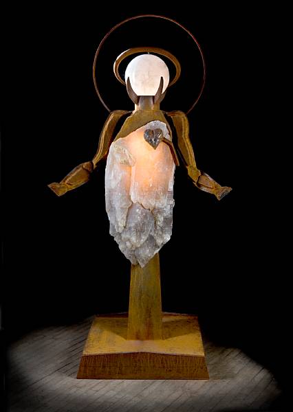 Appraisal: An Illuminated Quartz and Wrought Iron Sculpture The Goddess with