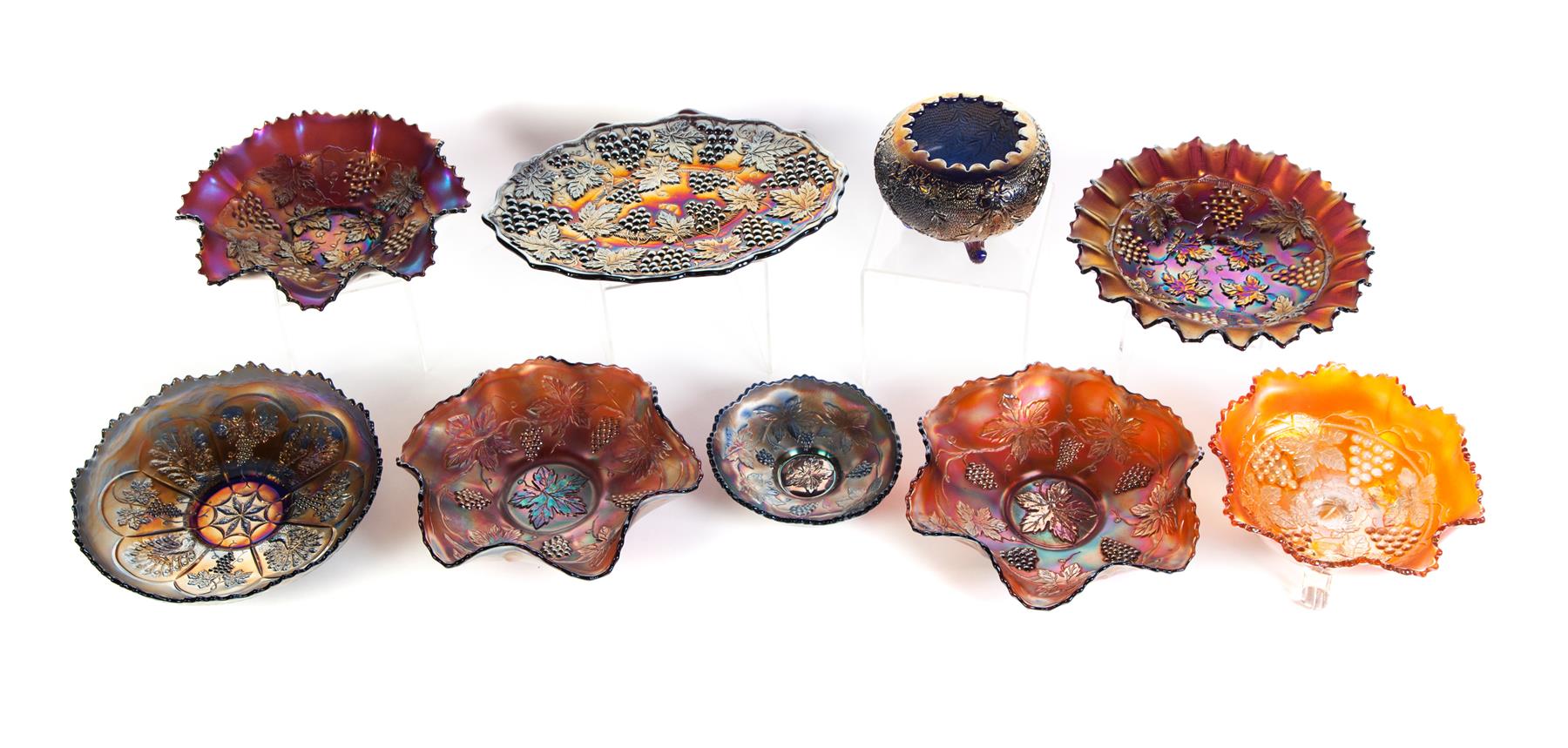 Appraisal: NINE PIECES OF CARNIVAL GLASS American th century Four pieces