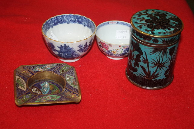 Appraisal: A JAPANESE CLOISONNE ASHTRAY a cylindrical cloisonne box and cover