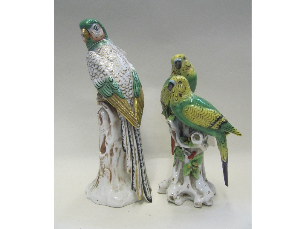 Appraisal: Sitzendorf figure of a parrot on a branch and continental