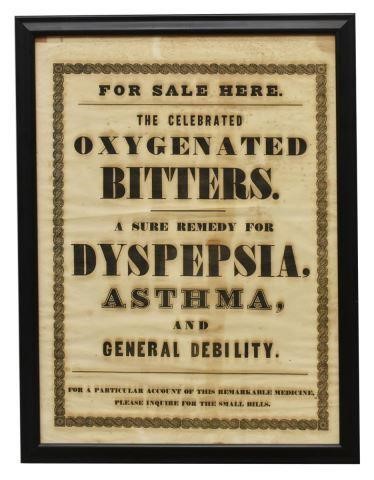 Appraisal: Framed medical advertisement poster for the Celebrated Oxygenated Bitters sight