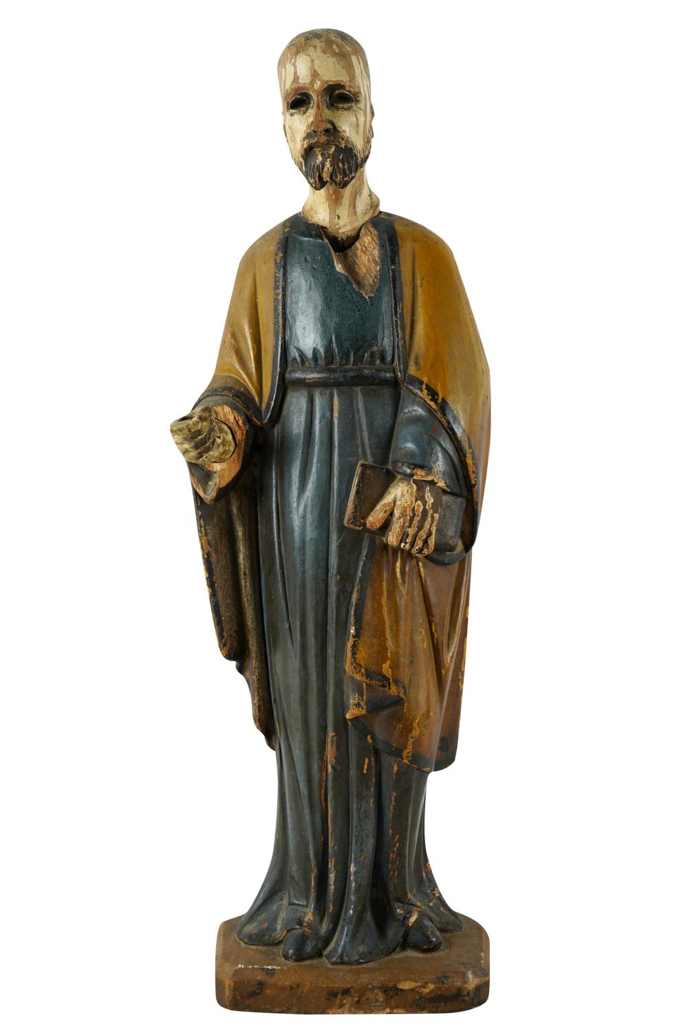 Appraisal: POLYCHROMED WOOD FIGURE OF A SAINTwith detachable head and hand