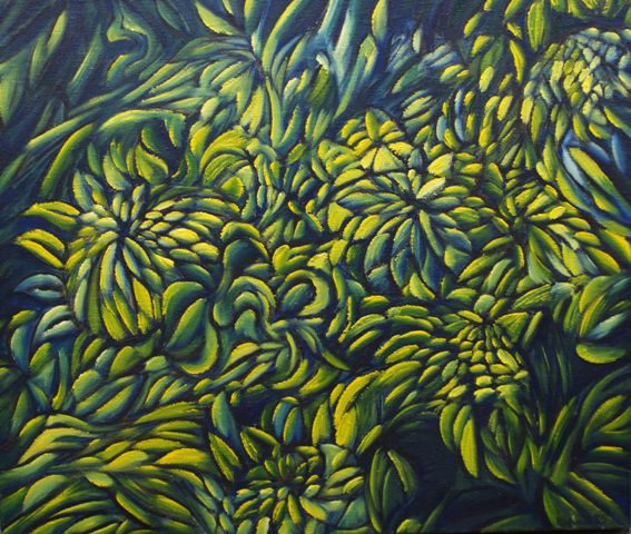 Appraisal: Dean Buchanan born Agave Flowers oil on canvas signed and