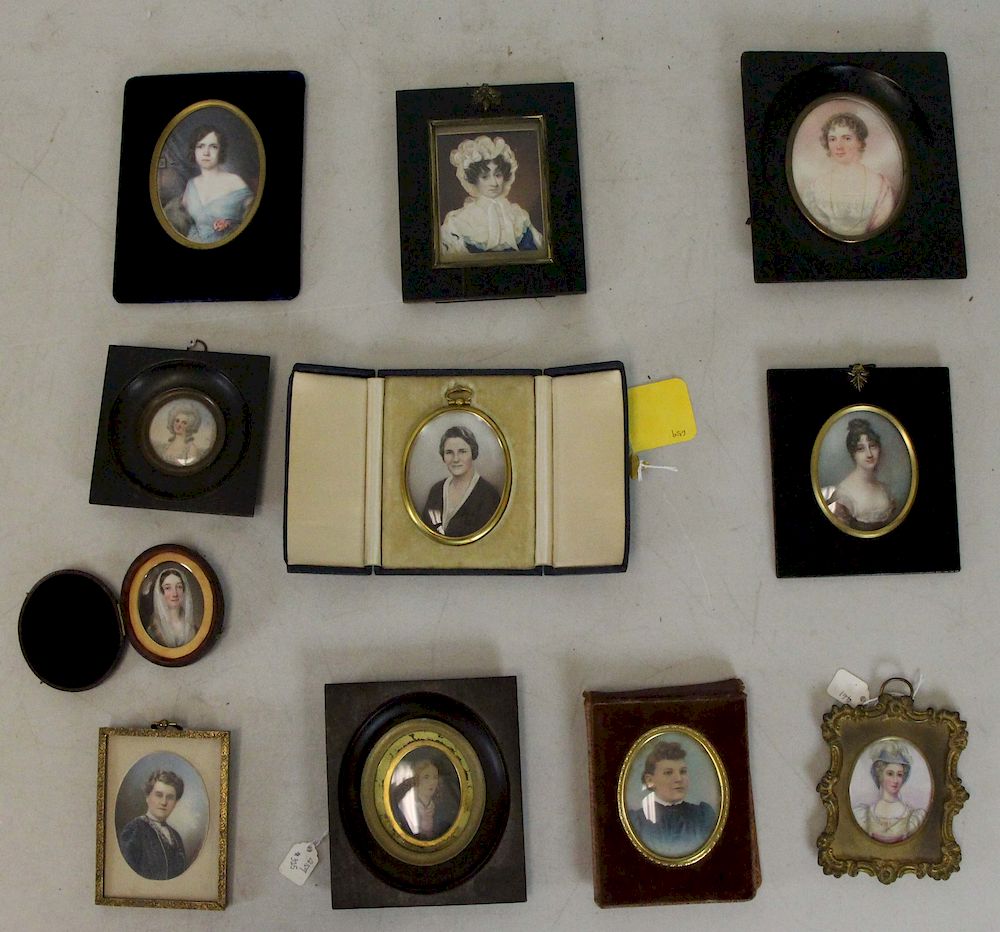 Appraisal: Grouping of Portrait Miniatures To Include Portrait of a Lady