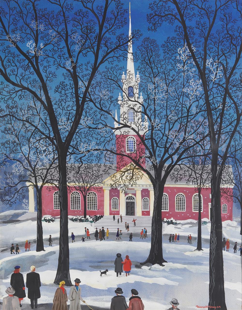 Appraisal: MAXWELL MAYS American - Memorial Church Harvard University gouache signed