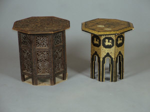 Appraisal: An Indian carved and hardwood octagonal occassional table together with