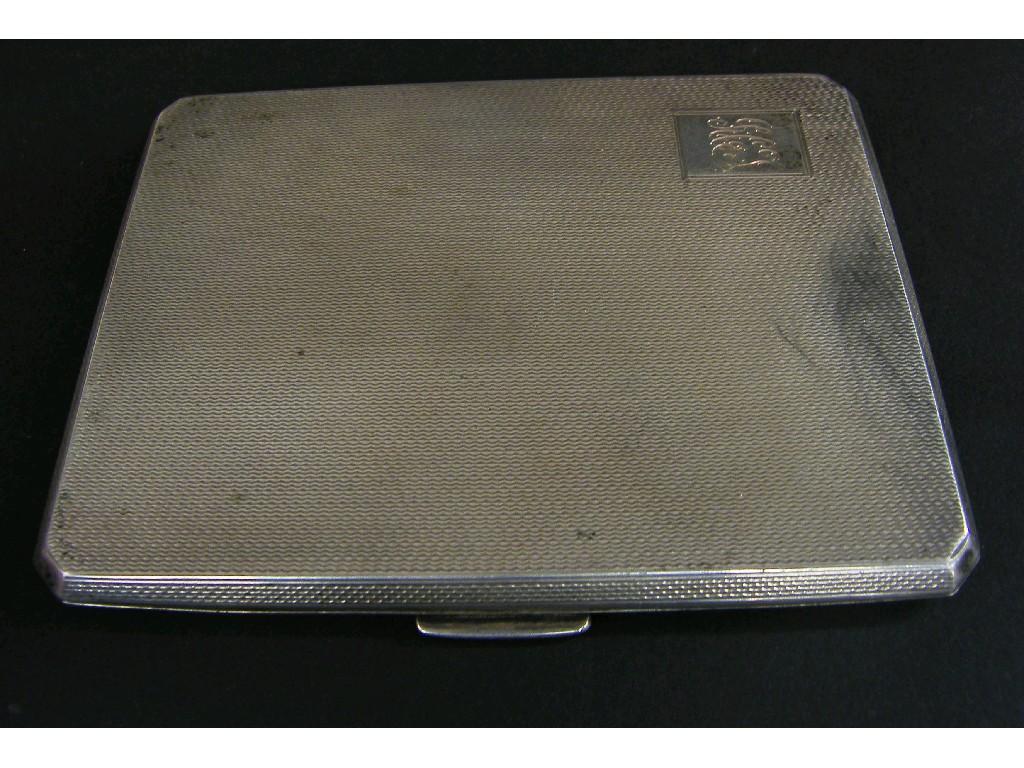 Appraisal: 's engine turned cigarette case of square form with canted