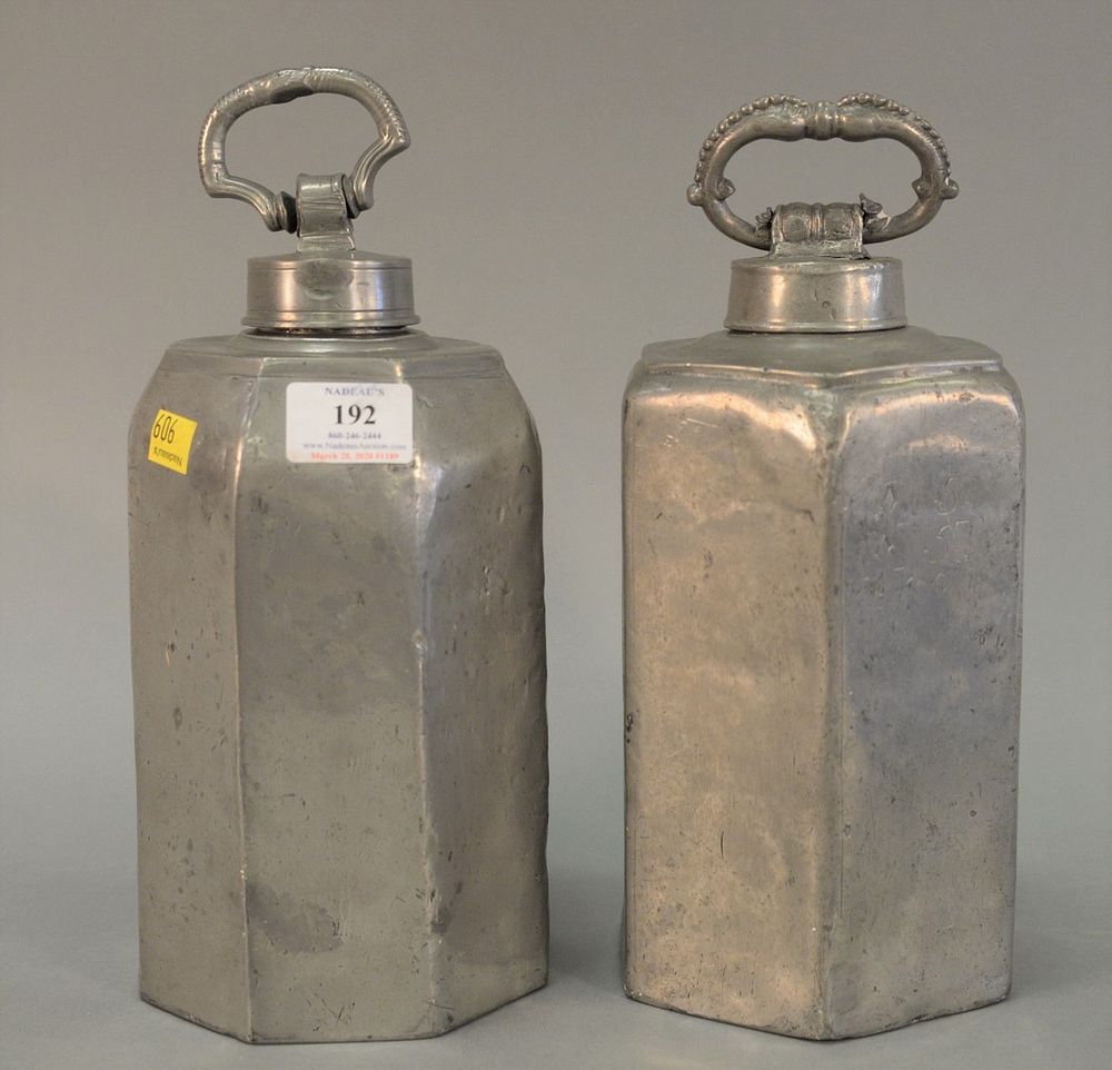 Appraisal: Pair continental pewter jugs th C pewter with screw tops