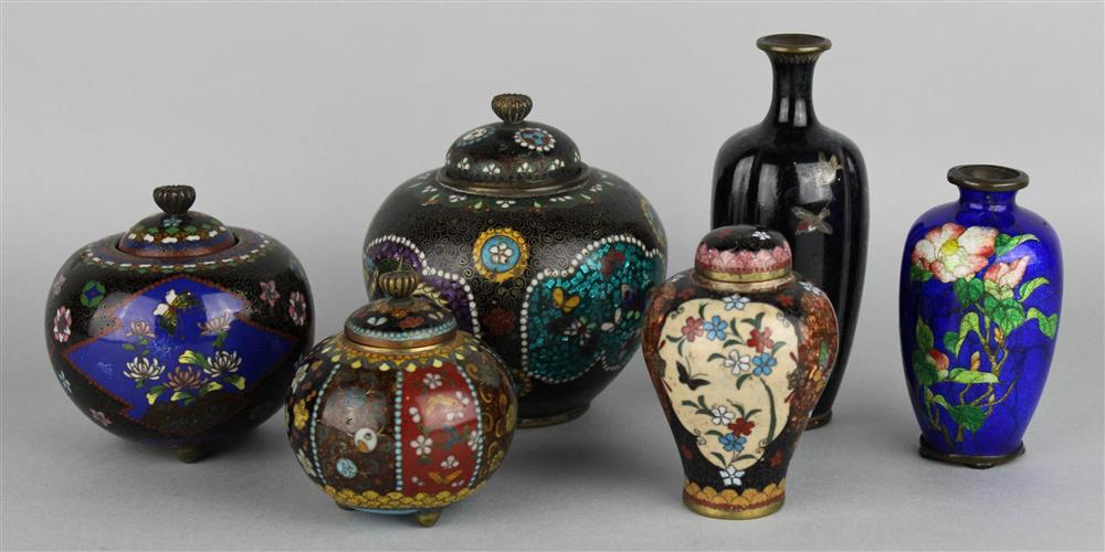 Appraisal: GROUP OF SMALL JAPANESE CLOISONNE ENAMEL PIECES including three globular