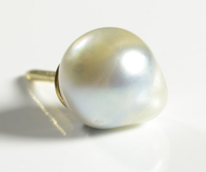 Appraisal: PEARL AND FOURTEEN KARAT GOLD TIE TACK featuring a baroque