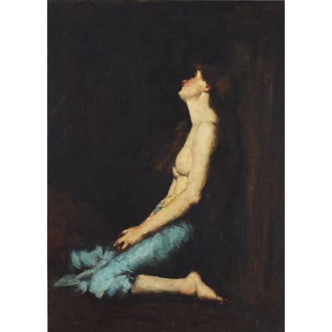 Appraisal: Jean-Jacques Henner - SOLITUDE LA MAGDELEINE Oil on canvas laid