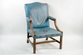 Appraisal: George III Carved Mahogany Armchair George III mahogany armchair with