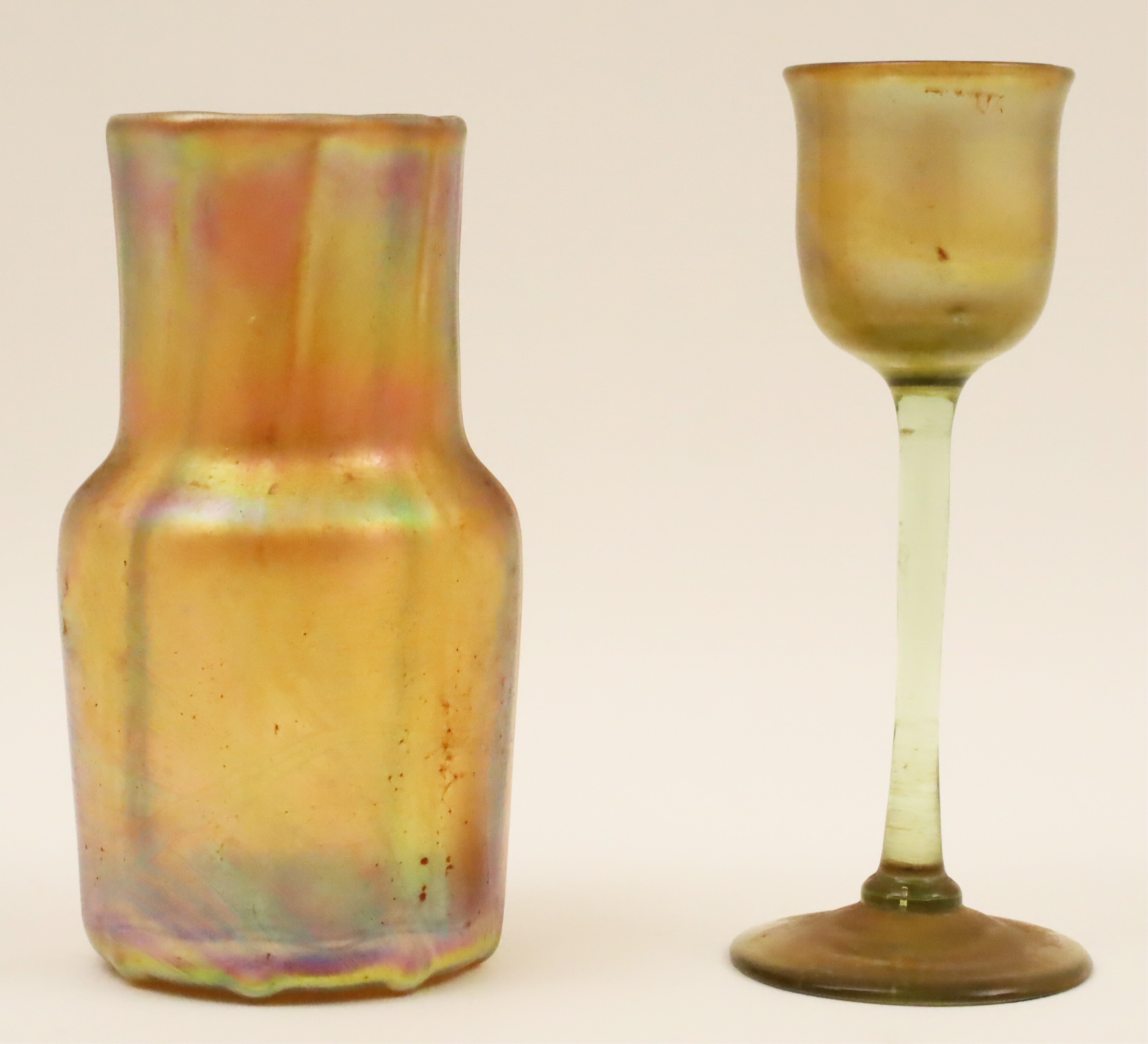 Appraisal: TWO PIECE LOT OF TIFFANY STUDIOS FAVRILE GLASS Two piece