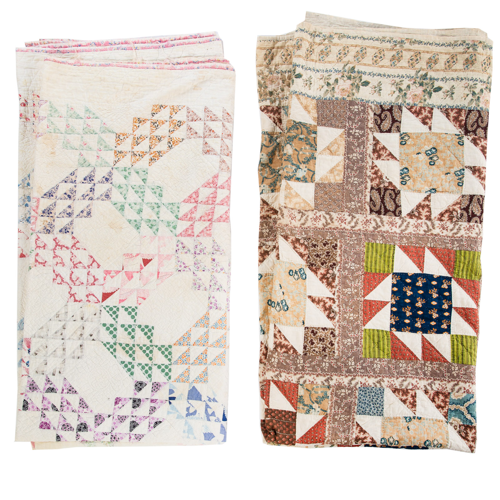 Appraisal: TWO AMERICAN COTTON APPLIQUE QUILTS Includes geometric pattern with open