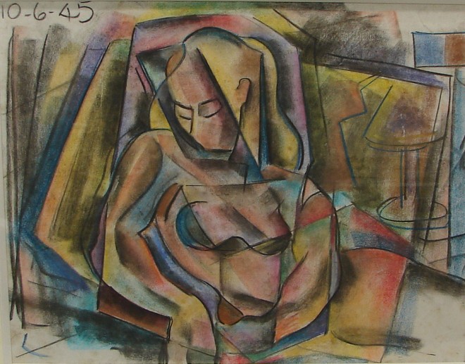 Appraisal: Modernist composition pastel x sight dated - - sold with