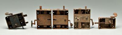 Appraisal: Five hand wrought box locks all with elbow latches four