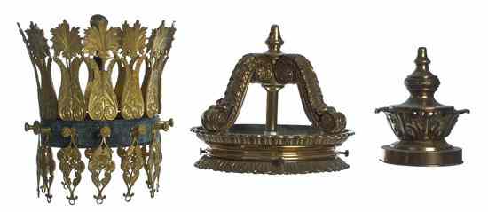 Appraisal: Two Neoclassical Gilt Metal Lighting Elements each cast with stylized