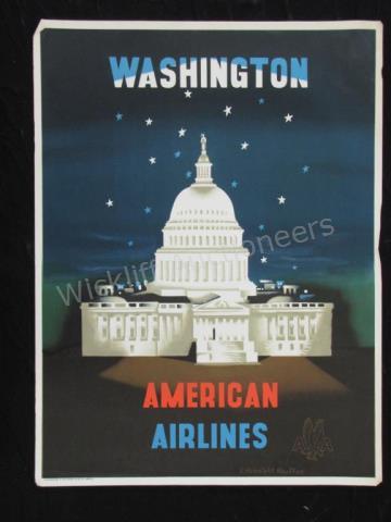 Appraisal: A vintage s American Airlines travel poster Washington DC depicting