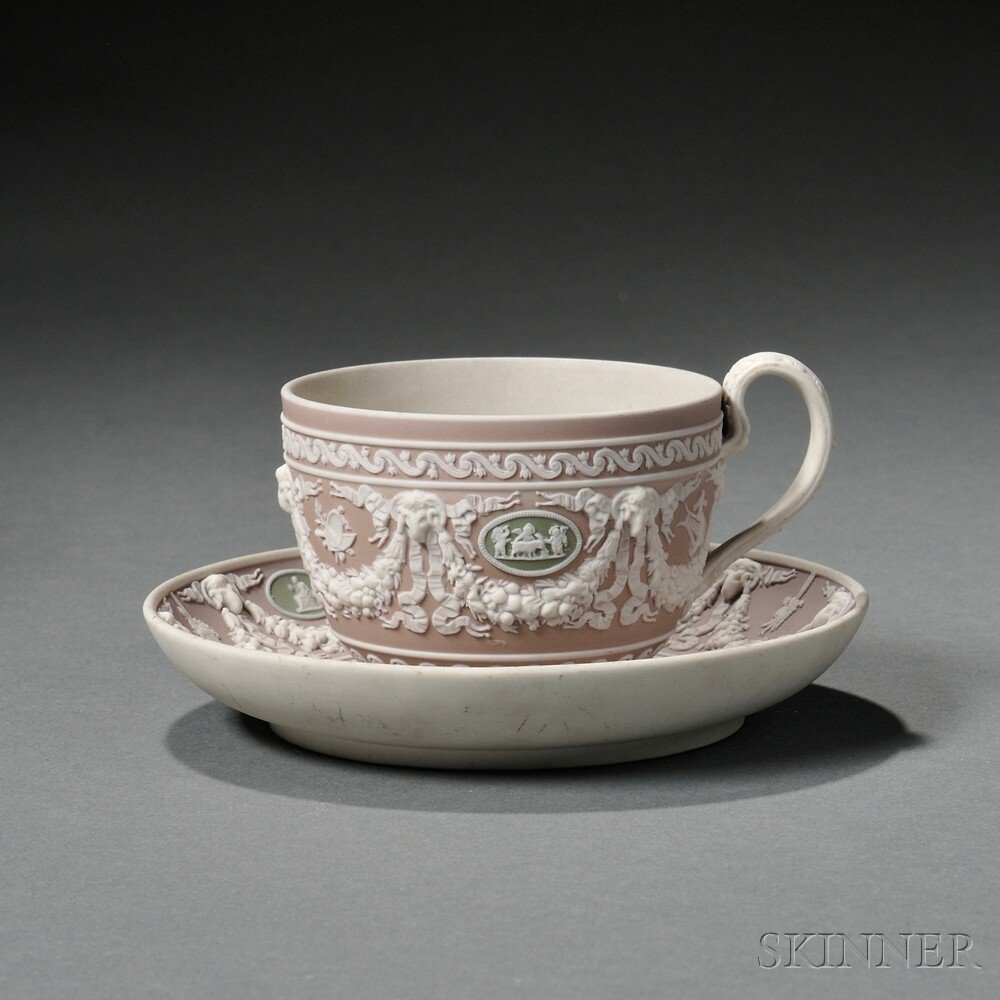 Appraisal: Wedgwood Three-color Jasper Dip Cup and Saucer England th century