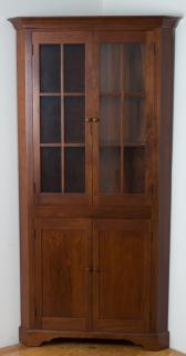 Appraisal: E A Clore Corner Cabinet Clore walnut corner hutch features