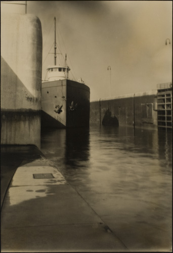 Appraisal: BOURKE-WHITE MARGARET - Docked Ship Warm-toned silver print x inches