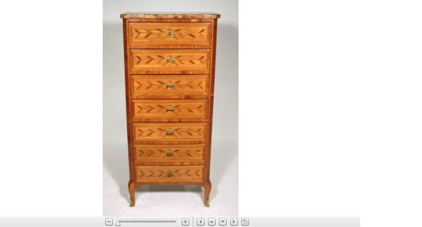 Appraisal: Louis XVI style marquetry inlaid kingwood semainier The breche d'alep