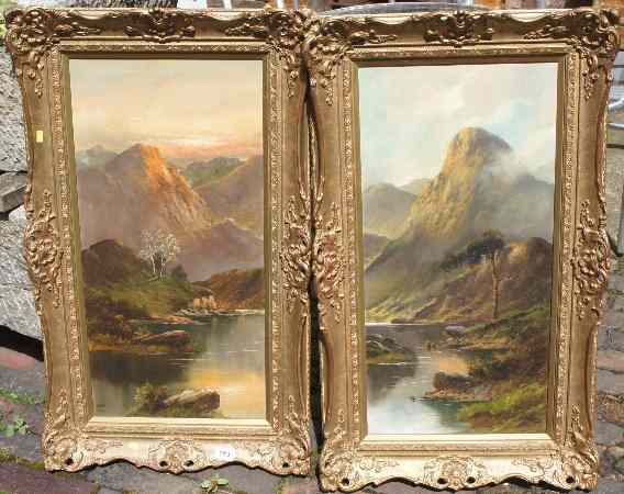 Appraisal: A Pair of Large Oil Paintings on Canvas of a