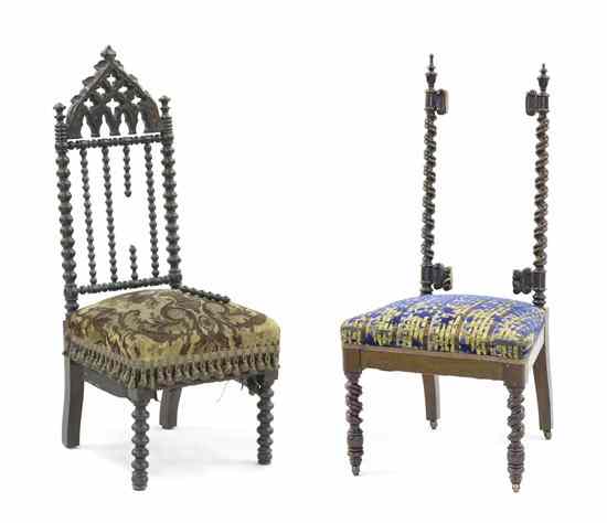 Appraisal: Two Gothic Revival Hall Chairs the first having a pierce