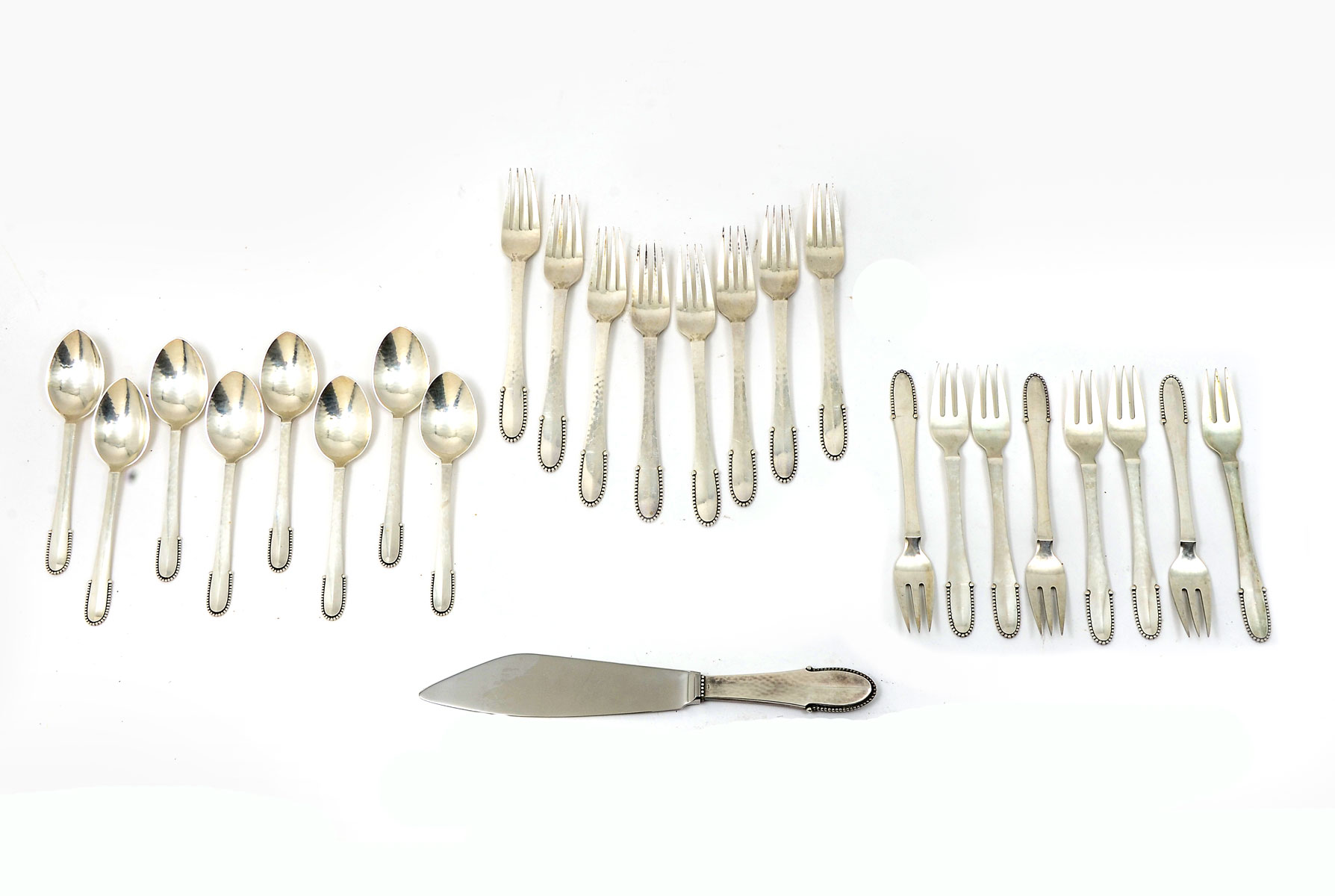 Appraisal: PC GEORG JENSEN ''BEADED'' FLATWARE SET Approx Ounces Comprising -