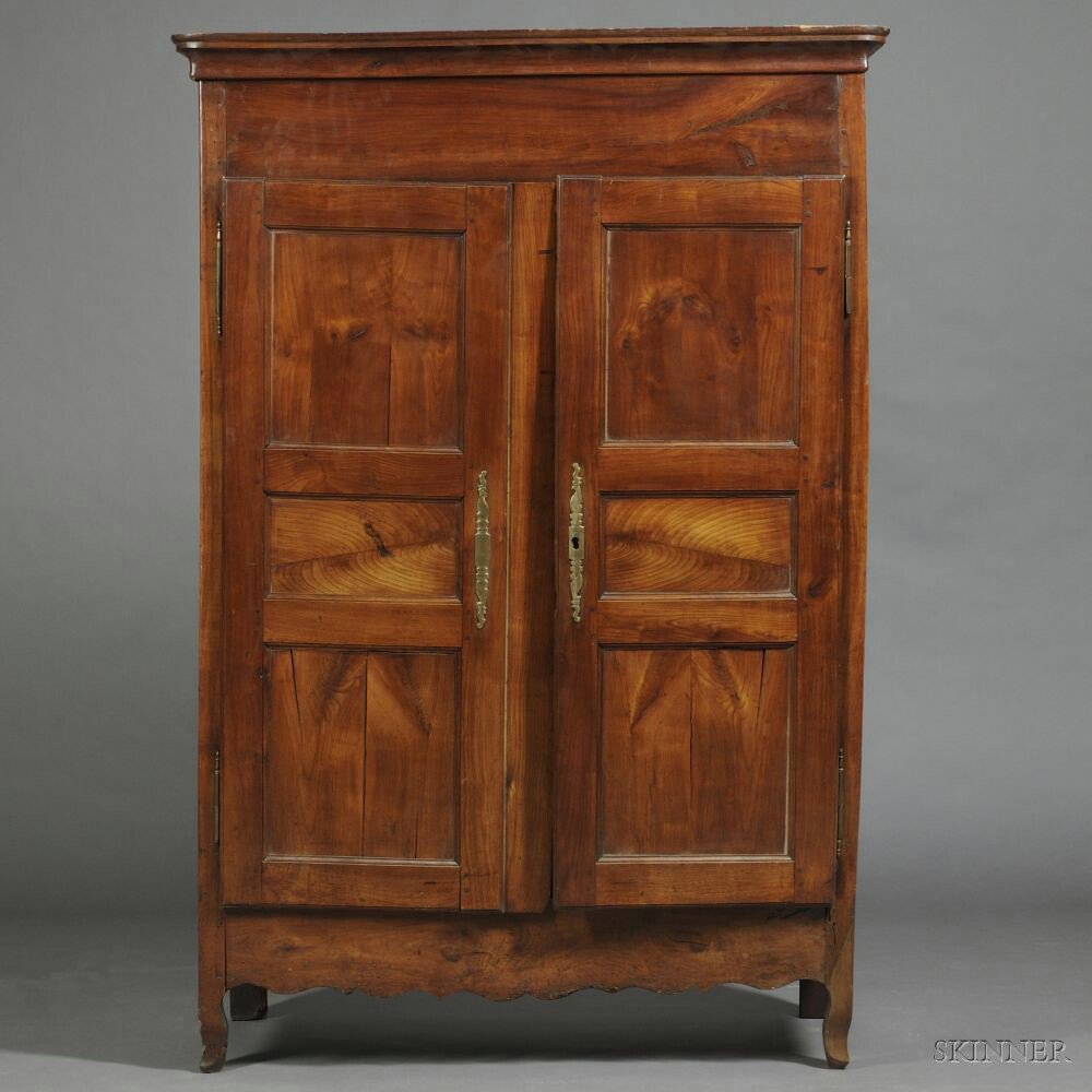 Appraisal: Louis XV-style French Provincial Cherry Armoire th century with a