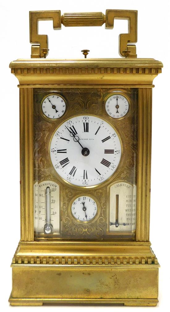 Appraisal: CLOCK Important carriage clock Petite Sonnerie made for Tiffany and